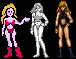 Samus at the end of Metroid, Metroid II, and Super Metroid Image credit: http://metroid.wikia.com/wiki/Samus_Aran?file=Samus_2D_endings.jpg